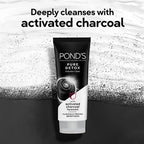 POND'S Pure Detox, Facewash, 150G, For Fresh, Glowing Skin, With Activated Charcoal, Daily Exfoliating & Brightening Cleanser, Pollution Clear Face Wash