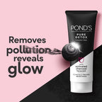 POND'S Pure Detox, Facewash, 150G, For Fresh, Glowing Skin, With Activated Charcoal, Daily Exfoliating & Brightening Cleanser, Pollution Clear Face Wash