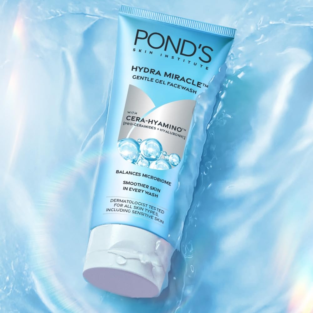 POND'S Hydra Miracle Gentle Gel Face Wash 100g | Refreshing Gel Face Wash | Gently cleanses and balances Microbiome for 24-hour Hydration