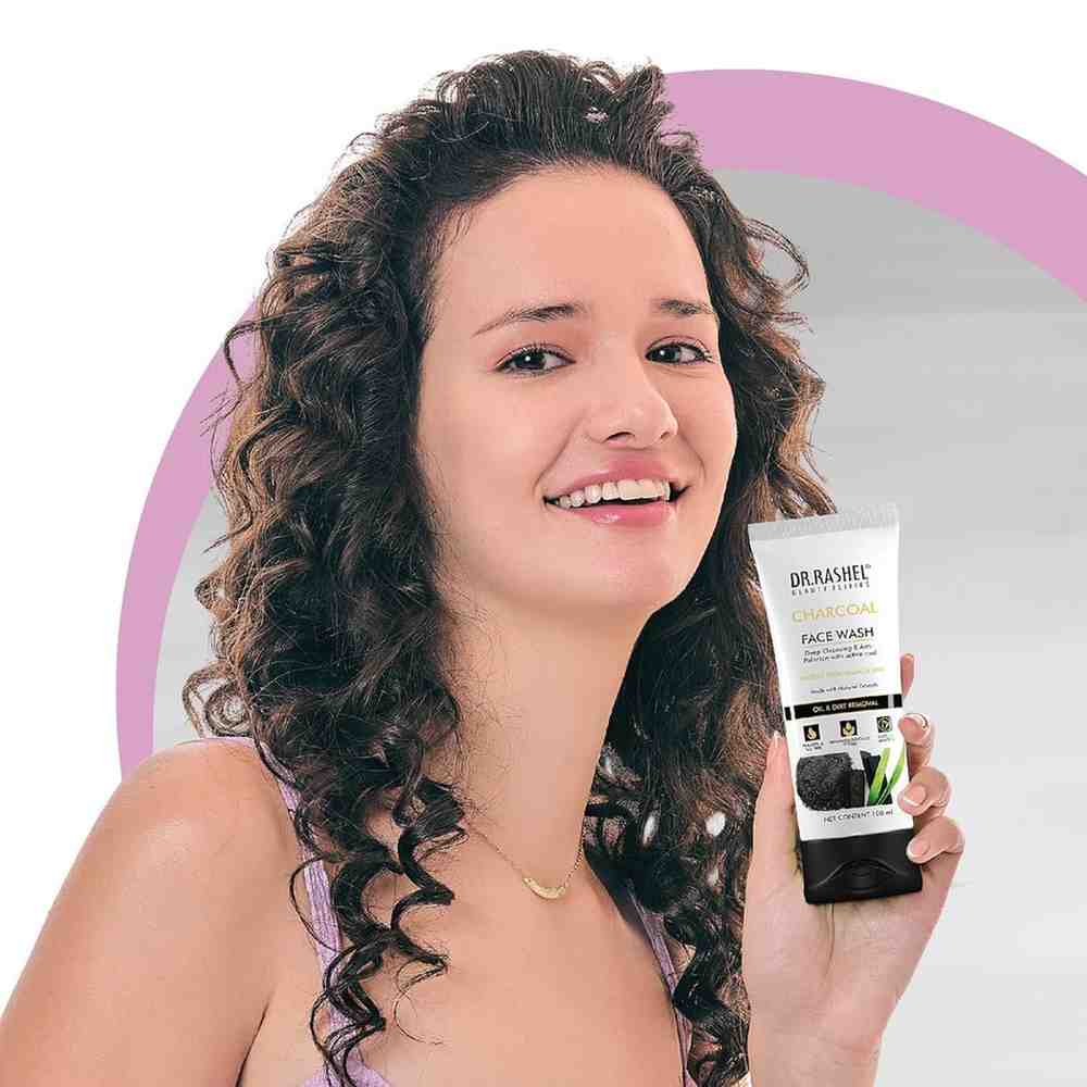 DR.RASHEL Charcoal Face Wash Deep Cleansing & Anti-Polltion with Active Cool with No Parabens, SLS, Silicones & Colour (100 ml)