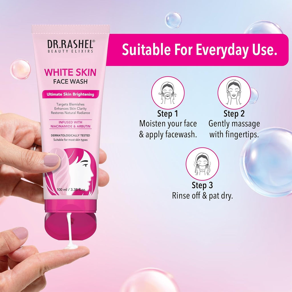 DR.RASHEL White Skin Face wash Natural Extracts White Skin Facewash Deep cleansing and skin brightening for oily and dry skin -100 ML