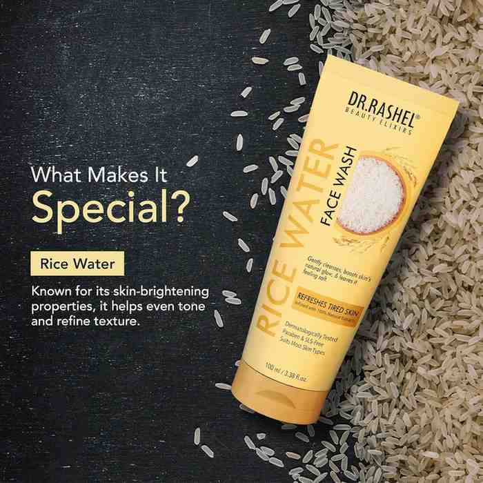 Dr. Rashel Rice Water Face Wash, 100 ml, Gentle Cleanser for Tired Skin, Paraben-Free