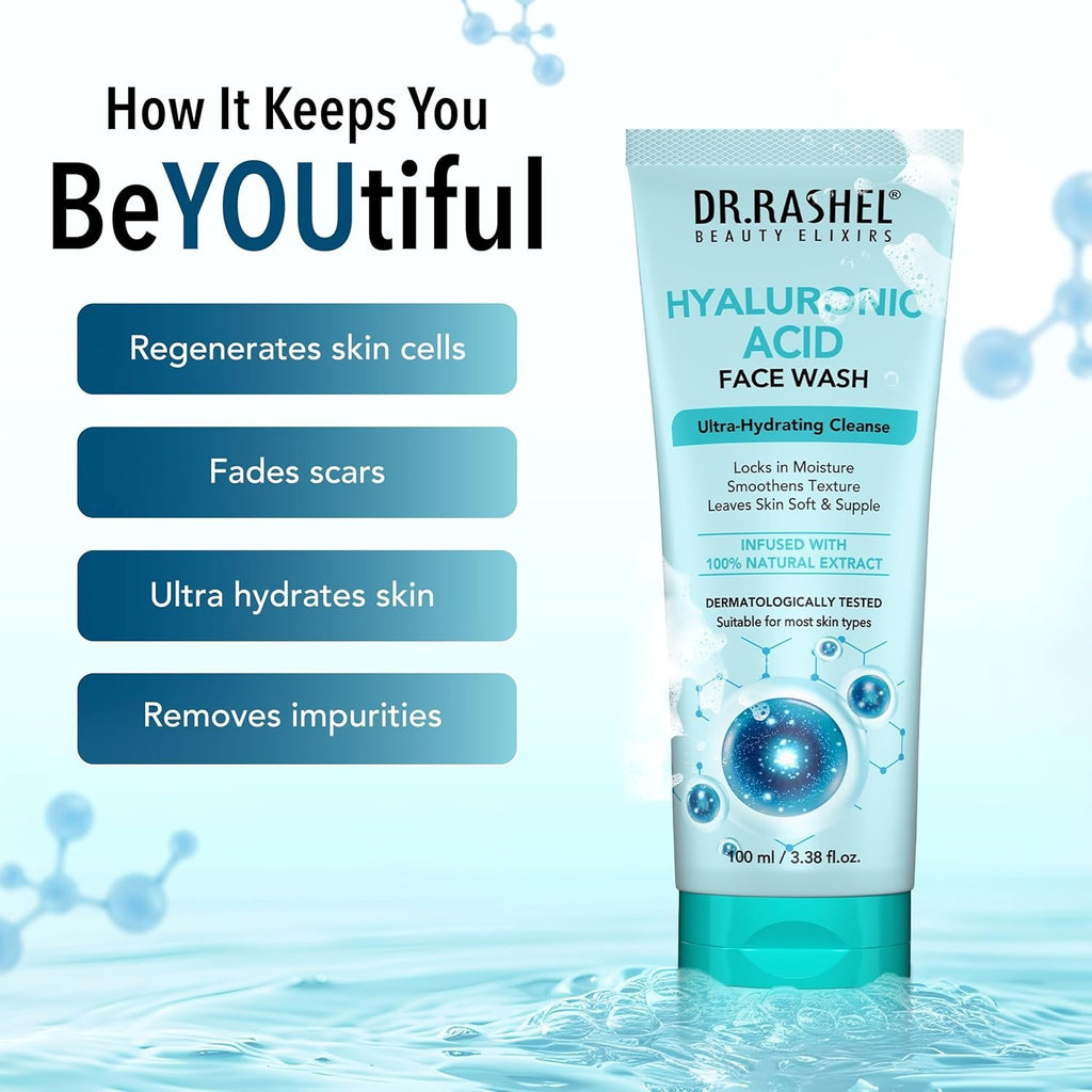 DR.RASHEL Hyaluronic Acid Face Wash For Men & Women Concentrate for Deep Cleansing & Clove Purifying Face Wash With Natural Ingredients Suitable For All Skin