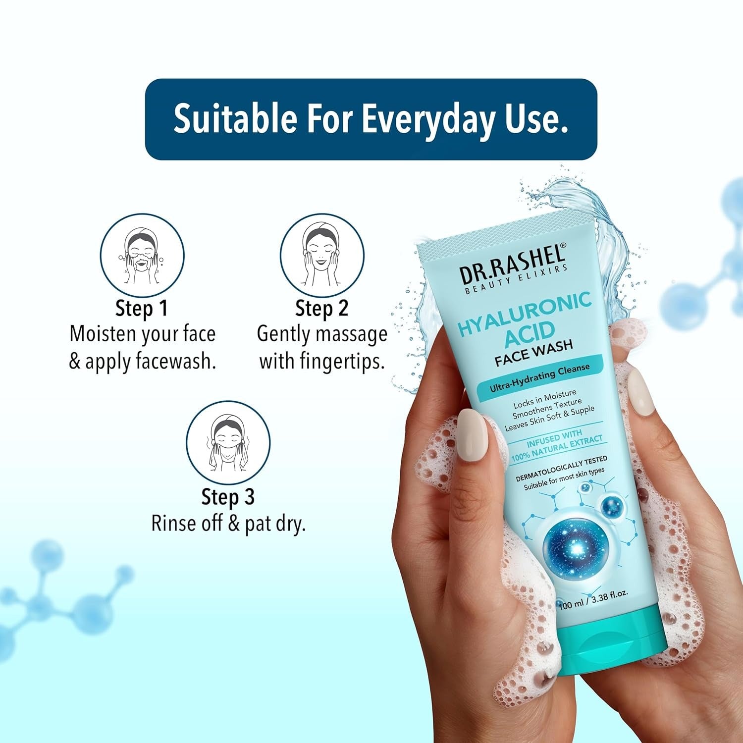 DR.RASHEL Hyaluronic Acid Face Wash For Men & Women Concentrate for Deep Cleansing & Clove Purifying Face Wash With Natural Ingredients Suitable For All Skin