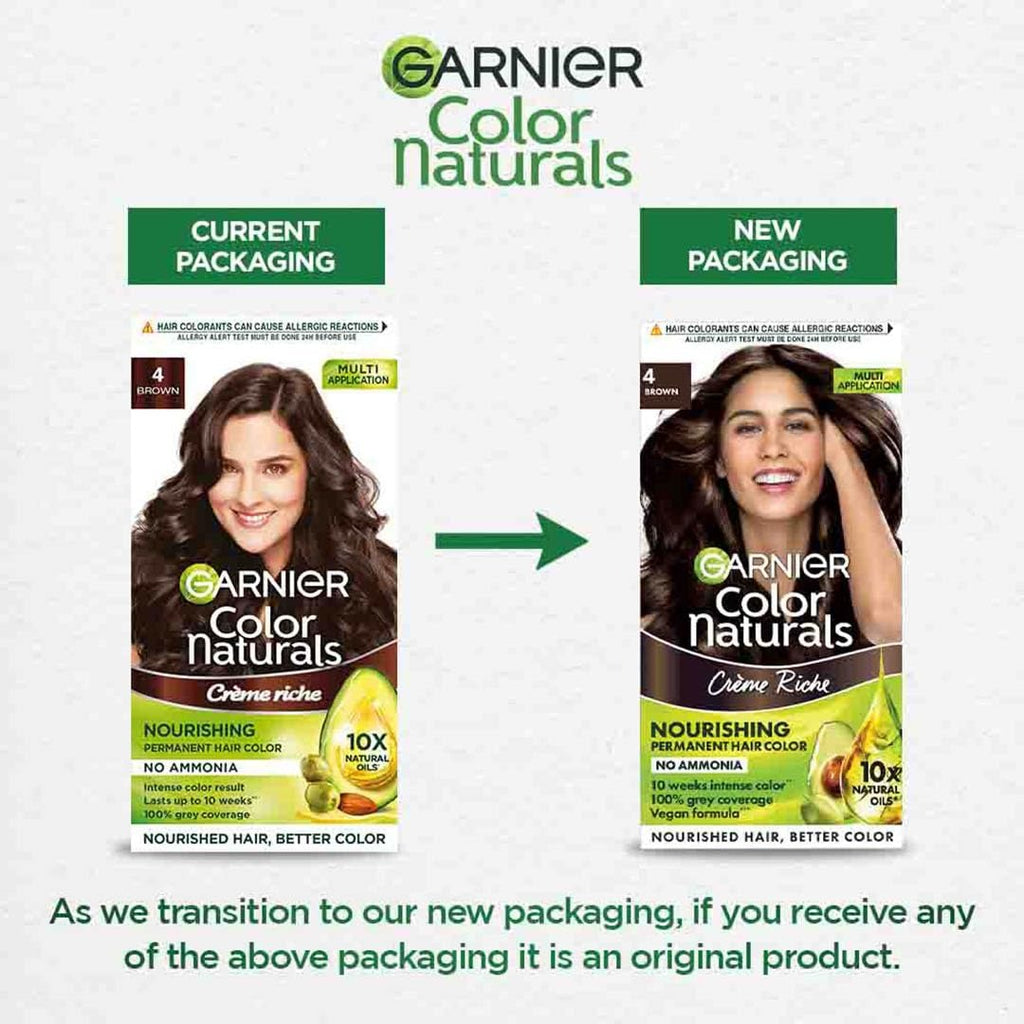 Garnier Color Naturals Crème hair color, Shade 4 Brown, 70ml + 60g