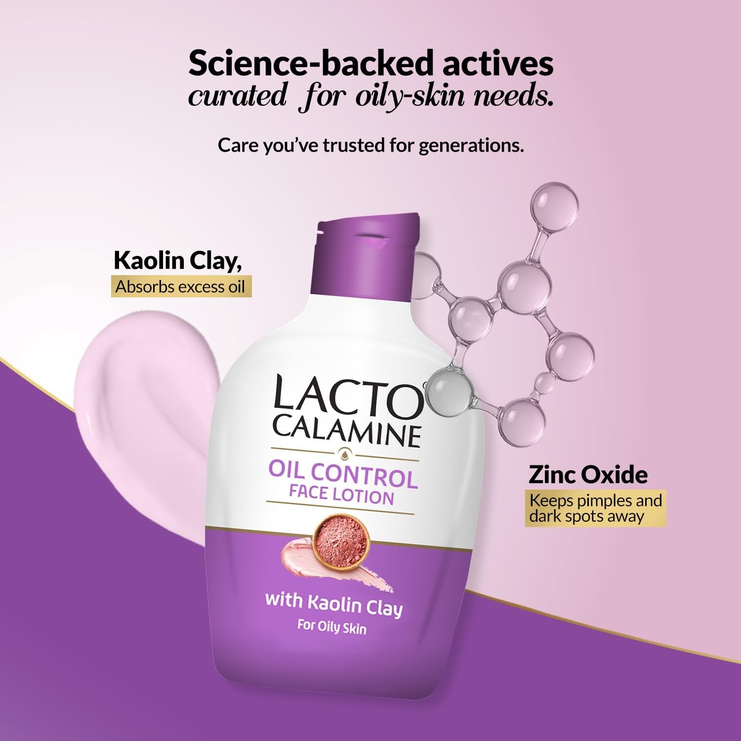 Lacto Calamine Face Lotion | 120ml | Daily Moisturizer For Face - Oily Skin | Kaolin Clay, Glycerine & Zinc Oxide | Abosrbs Excess Oil | Fights Pimples