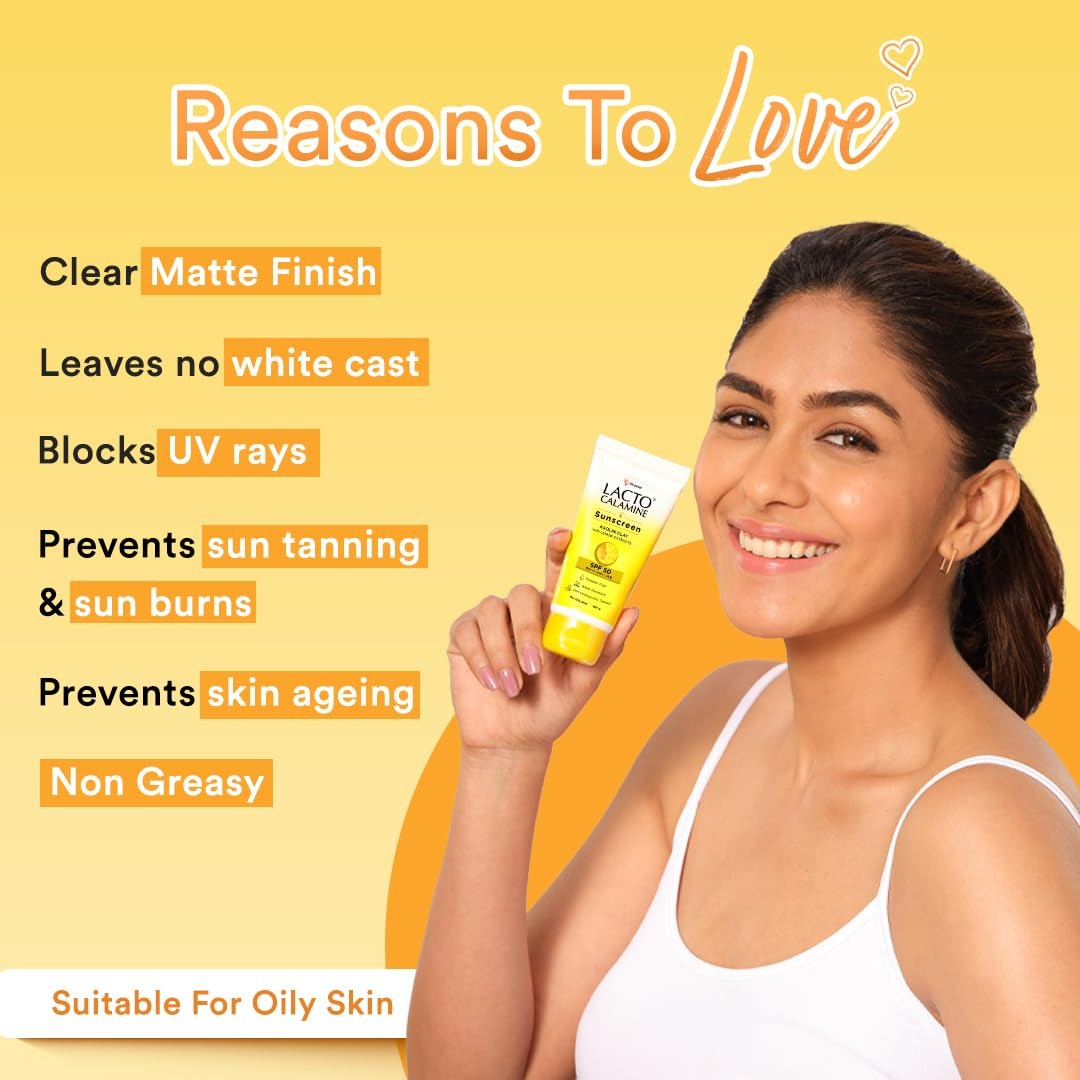 Lacto Calamine Sunscreen SPF 50 | 100g | PA +++ Sunscreen For Oily Skin | UVA – UVB | Water Resistant & No White Cast | With Kaolin Clay