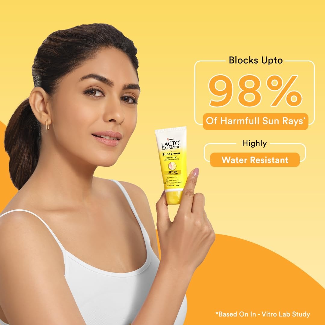 Lacto Calamine Sunscreen SPF 50 | 100g | PA +++ Sunscreen For Oily Skin | UVA – UVB | Water Resistant & No White Cast | With Kaolin Clay