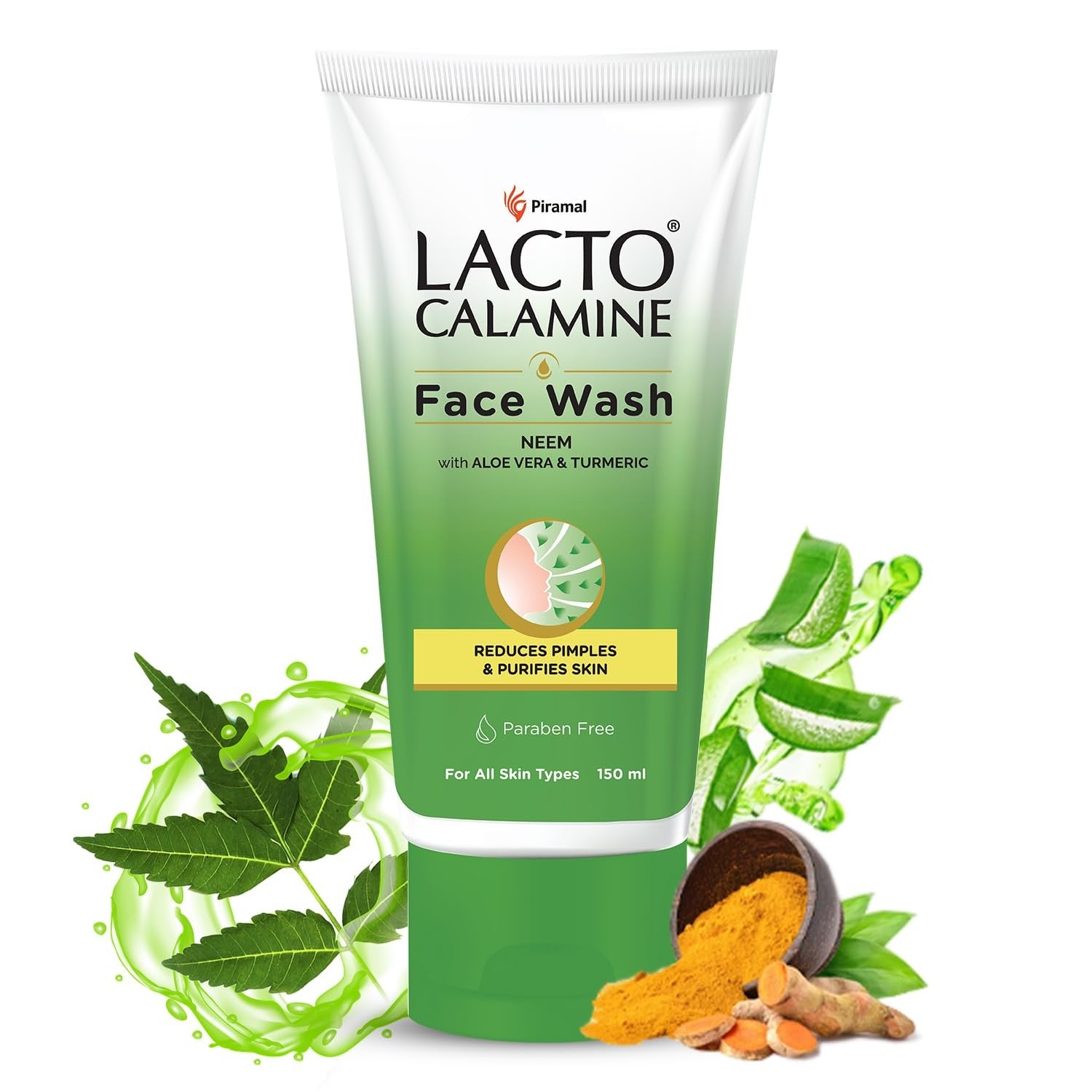 Lacto Calamine Neem Face Wash With Aloe Vera & Turmeric | 150ml | Niacinamide & Salicylic Acid Face Wash | Facewash Reduces Pimples, Purifies Skin & Oil Control