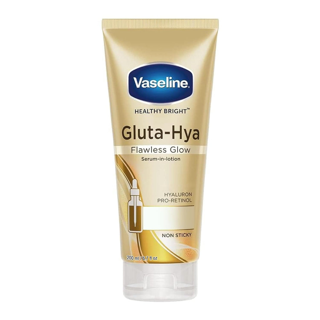 Vaseline Gluta-Hya Flawless Glow Lotion for Face & Body | Gives Brighter Skin | Glutathione & Pro-Retinol Infused Moisturizer, 200ml