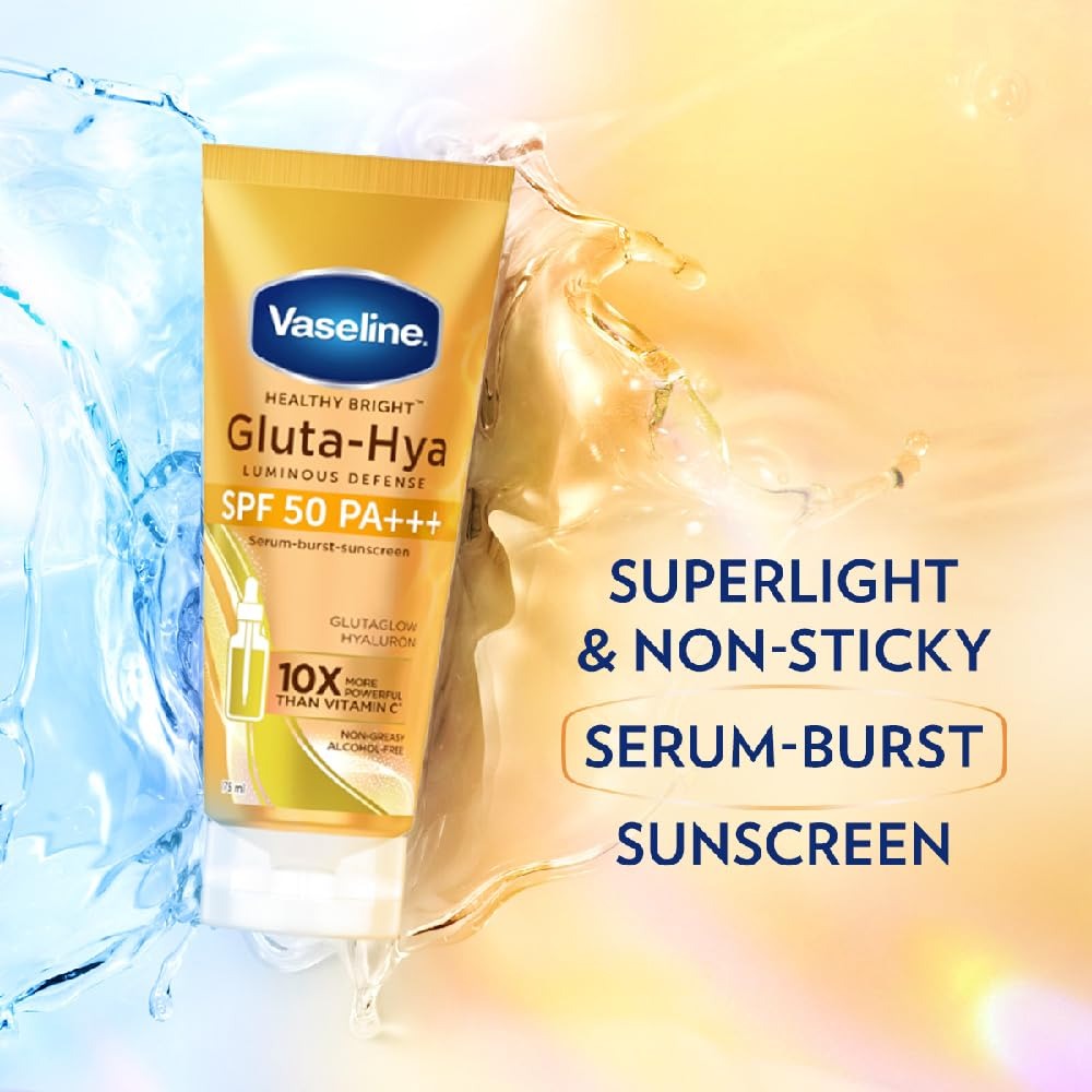 Vaseline Gluta Hya - Antioxidant SPF 50 PA+++ Sunscreen for Face & Body | Glutathione & Hyaluronic Acid infused Sunscreen 175 ML
