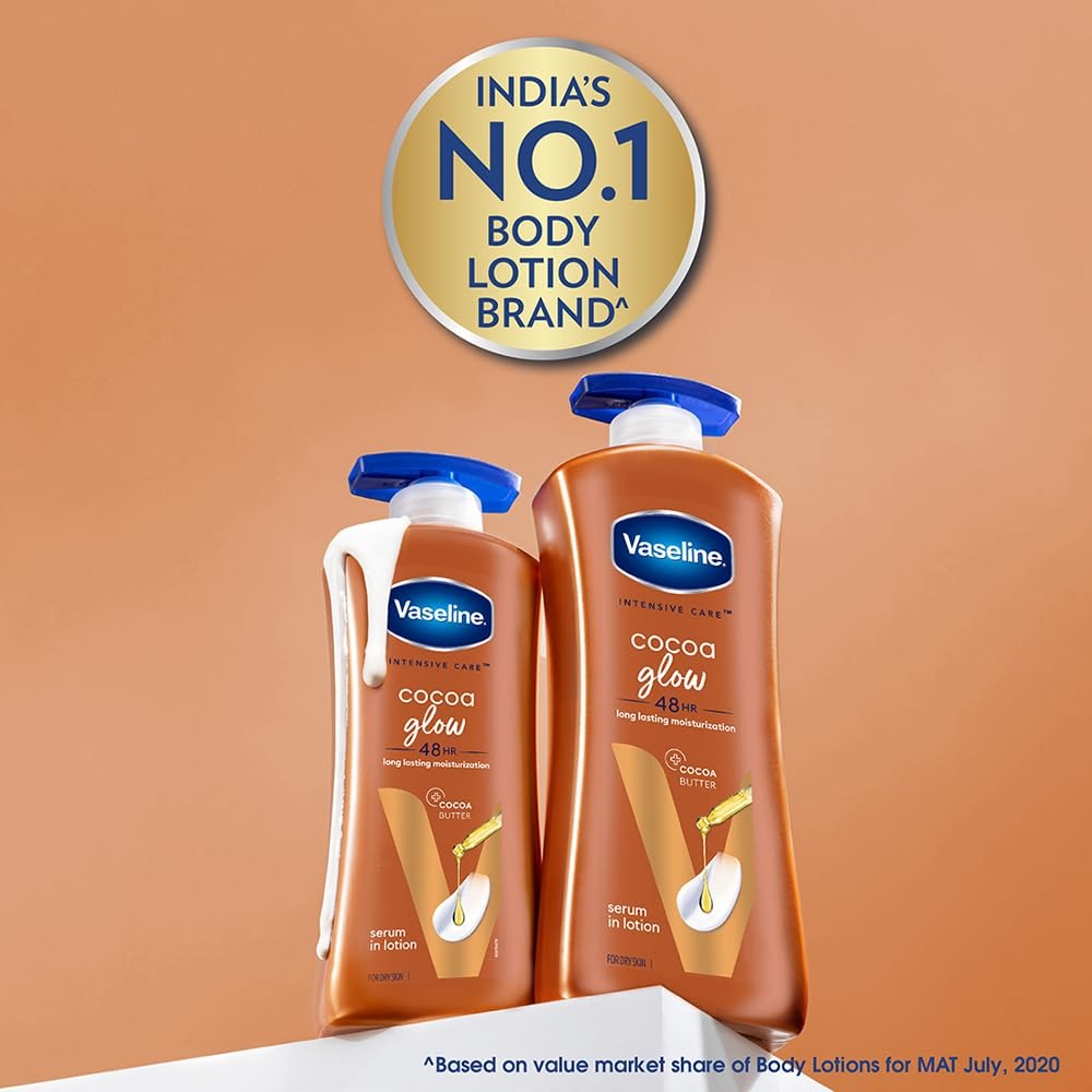 Vaseline Cocoa Glow Serum In Lotion, 600 ml | 100% Pure Cocoa & Shea Butter for Glowing & Soft Skin
