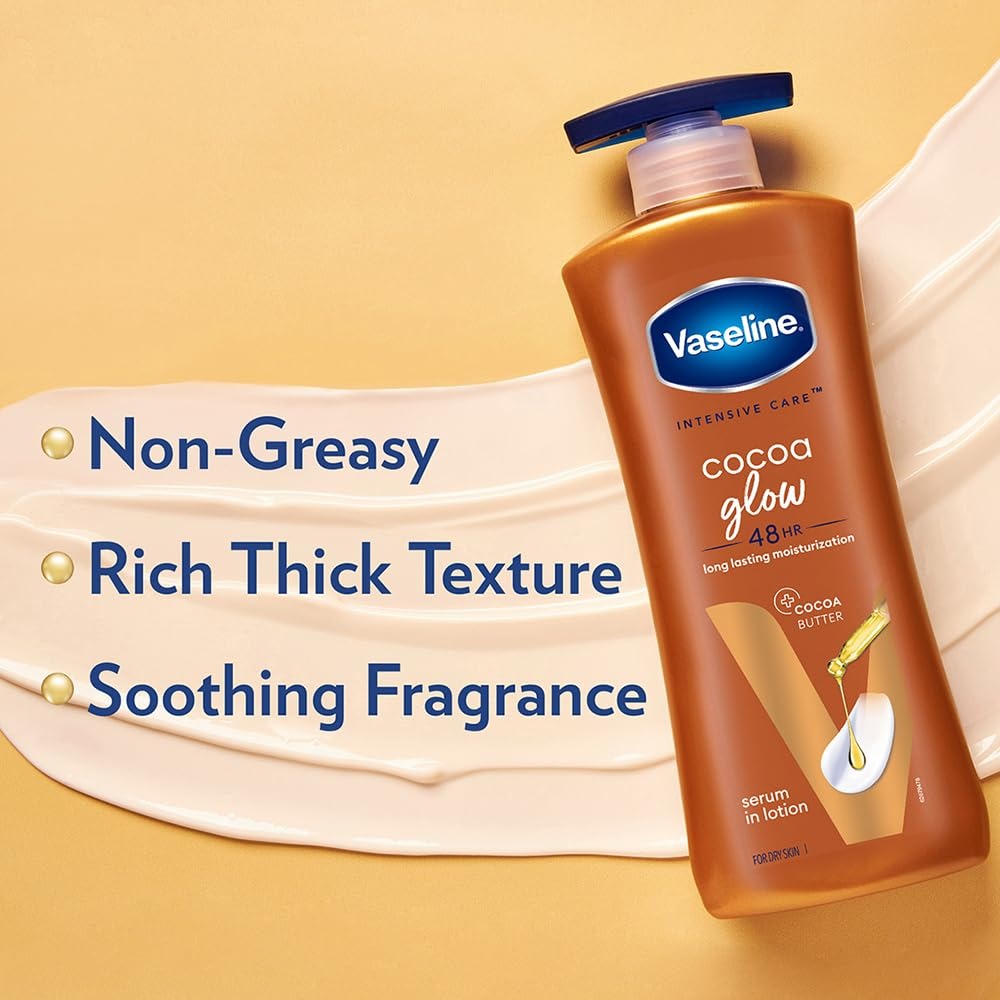 Vaseline Cocoa Glow Serum In Lotion, 600 ml | 100% Pure Cocoa & Shea Butter for Glowing & Soft Skin