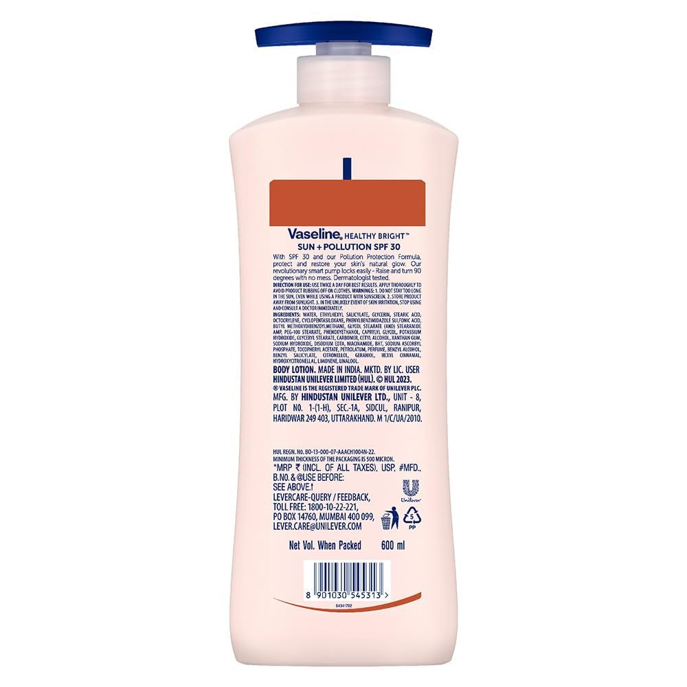 Vaseline Sun Protect SPF 30 Body Lotion, Reduces Tan Lines in 7 Days, UVA + UVB PA+++ Sun Protection, 600ml