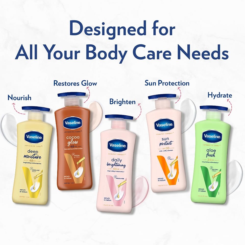 Vaseline Aloe Fresh Body Lotion,24 HR Long Lasting Moisturisation with Aloe Vera extract and Menthol 400ml