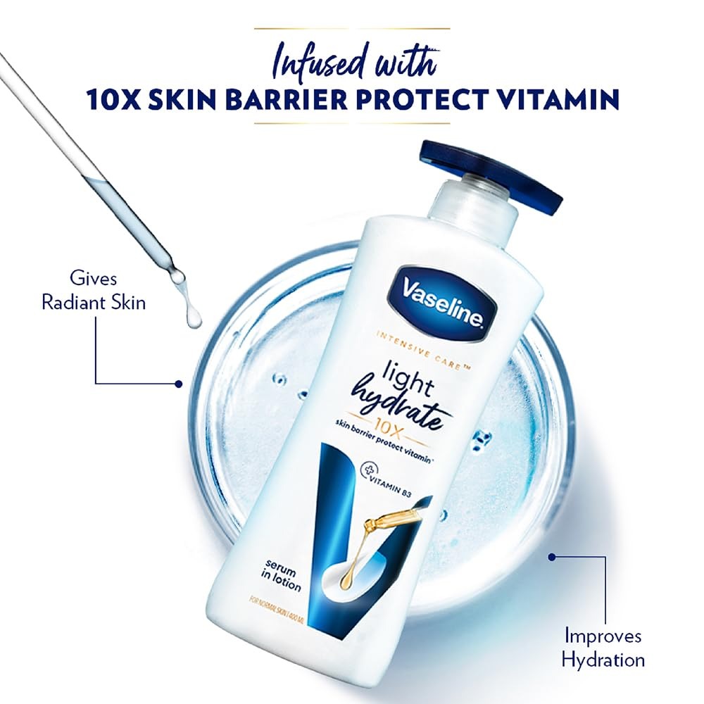 Vaseline Light Hydrate Serum In Lotion, 400 ml | Superlight & Non-Sticky for Hydration Boost