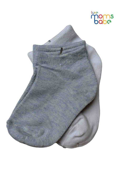 Baby Socks  - Pack of 2  for Baby boys ( 12-24 Months )-White&Light blue,cotton baby socks, kids socks pack of 2, soft toddler socks, anti slip baby socks