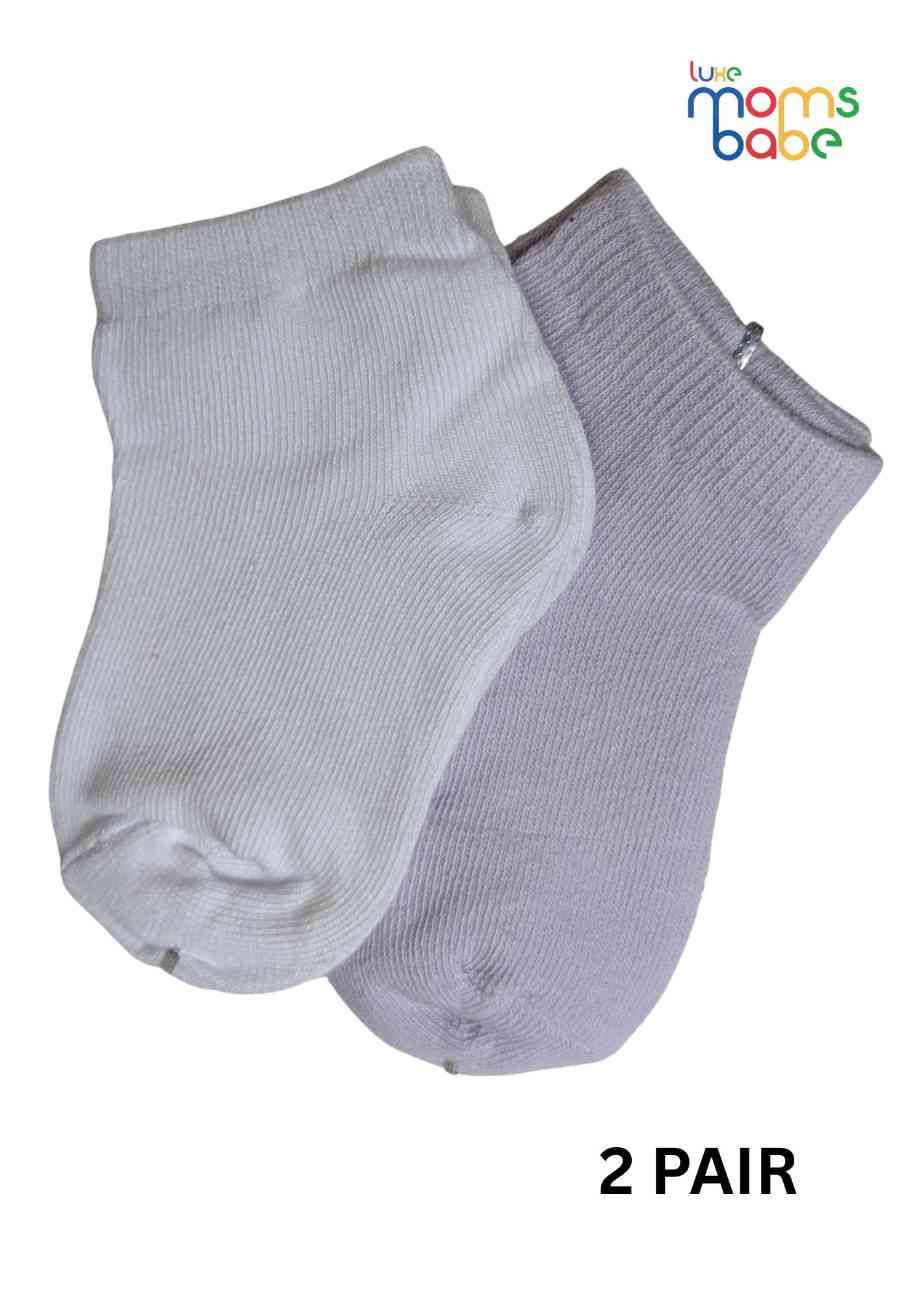 Baby Socks  - Pack of 2  for Baby boys ( 12-24 Months )-white and light purple.kids socks pack of 2, soft baby socks, stretchable toddler socks