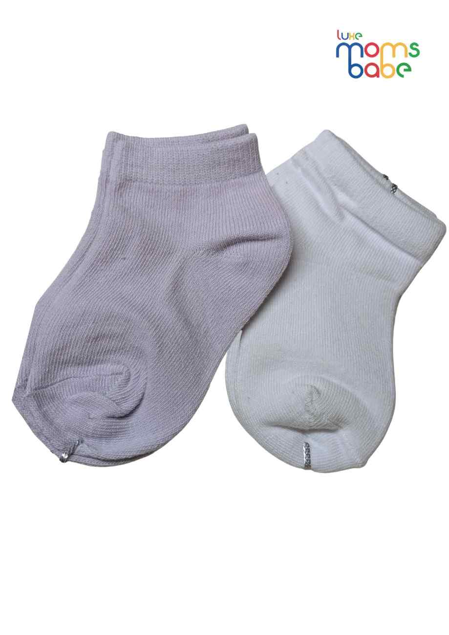Baby Socks  - Pack of 2  for Baby boys ( 12-24 Months )-white and light purple.kids socks pack of 2, soft baby socks, stretchable toddler socks