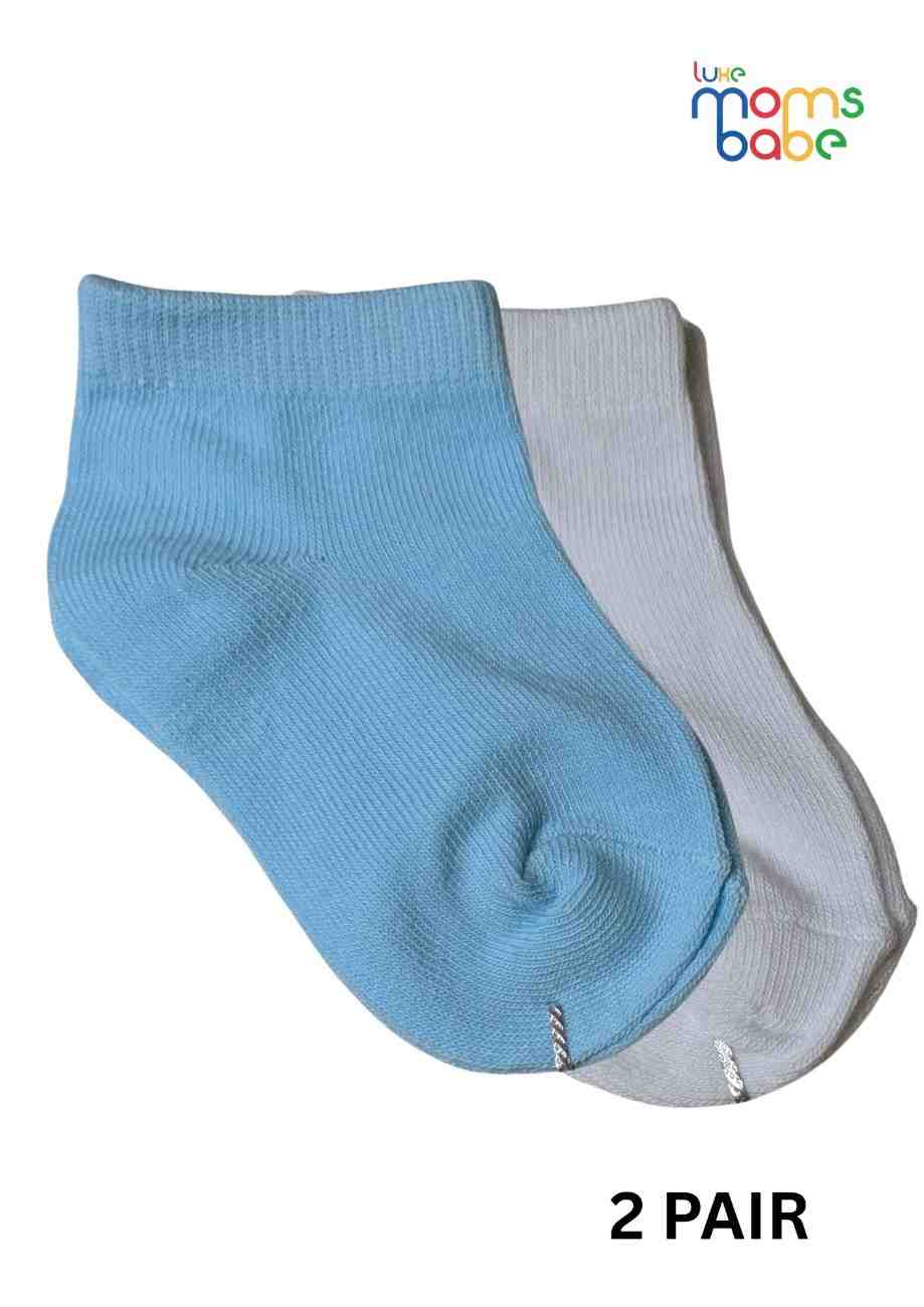 Baby Socks  - Pack of 2  for Baby boys ( 12-24 Months )-Blue and white,cotton baby socks, kids socks pack of 2, soft toddler socks, infant socks boys