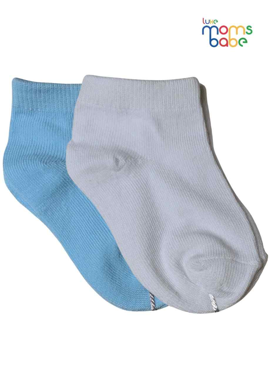 Baby Socks  - Pack of 2  for Baby boys ( 12-24 Months )-Blue and white,cotton baby socks, kids socks pack of 2, soft toddler socks, infant socks boys