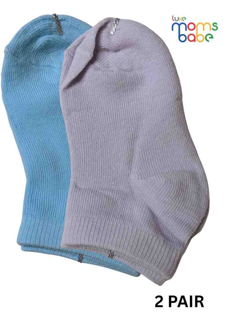 Baby Socks  - Pack of 2  for Baby boys ( 12-24 Months )-Blue and Purple,cotton baby socks, blue purple baby socks, soft infant socks, stretchable baby socks