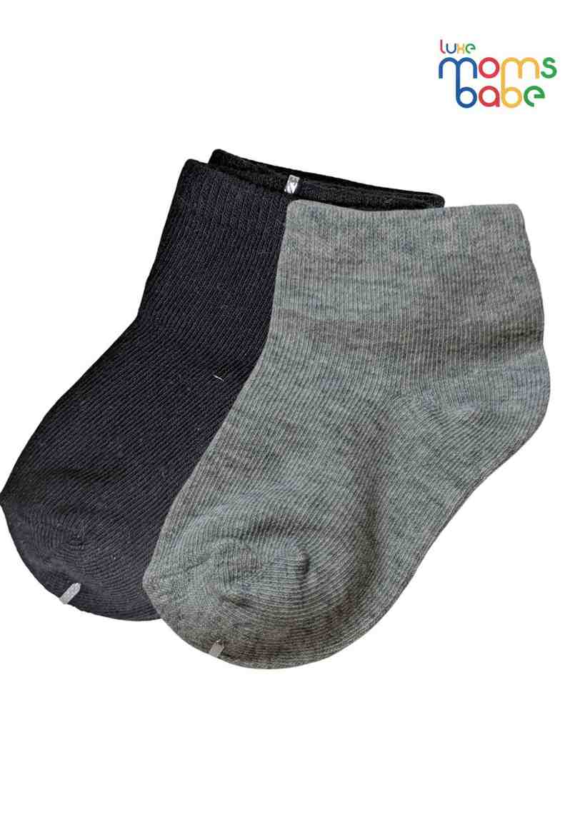 Baby Socks  - Pack of 2  for Baby boys ( 12-24 Months )- Grey and dark Blue,cotton baby socks, kids socks pack of 2, soft toddler socks, stretchable infant sock