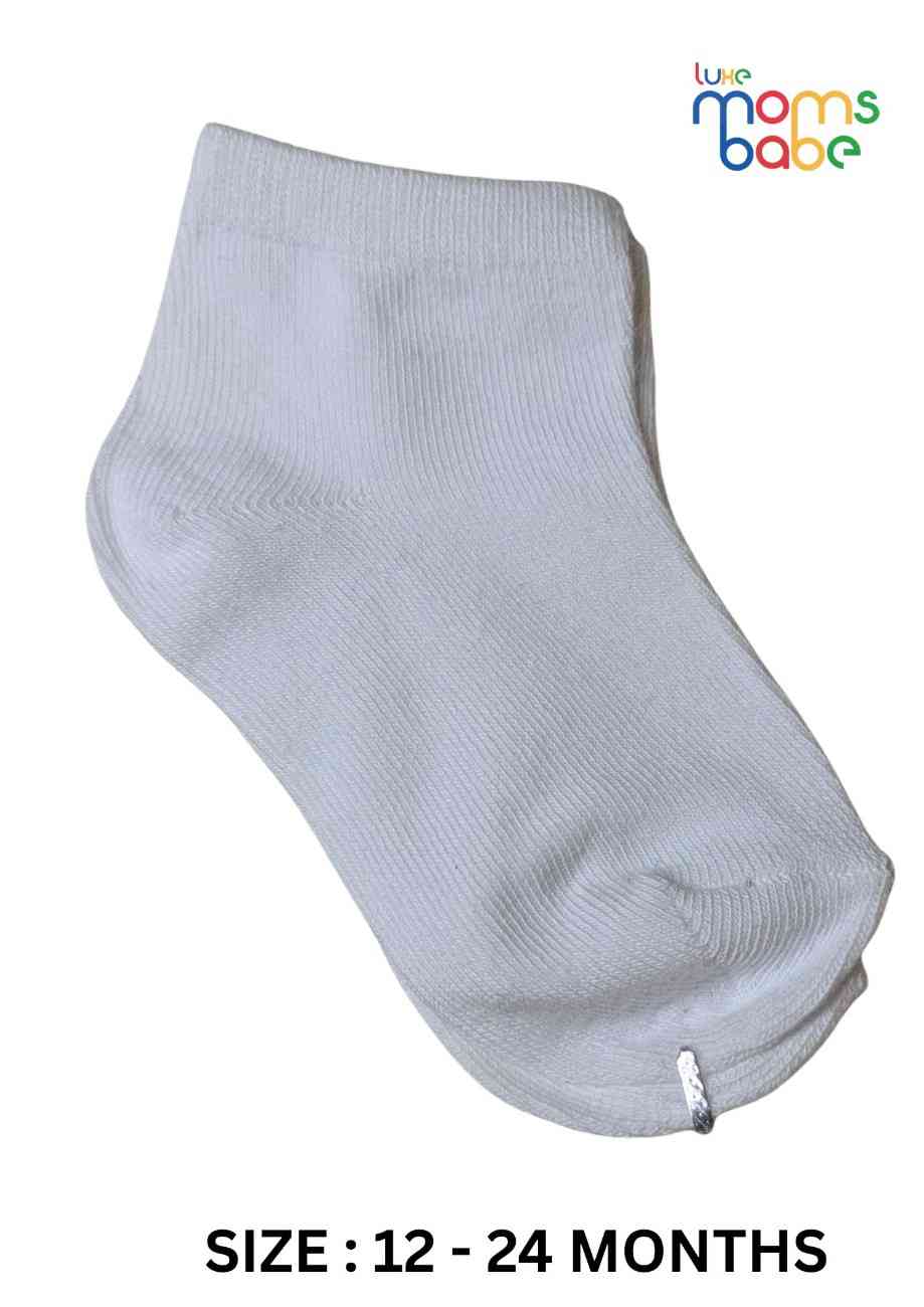 Baby Socks  - Pack of 2  for Baby boys ( 12-24 Months )-White&Grey,cotton baby socks, kids socks pack of 2, soft infant socks, stretchable toddler socks