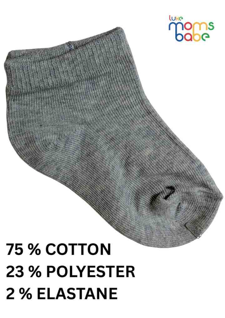 Baby Socks  - Pack of 2  for Baby boys ( 12-24 Months )-White&Grey,cotton baby socks, kids socks pack of 2, soft infant socks, stretchable toddler socks