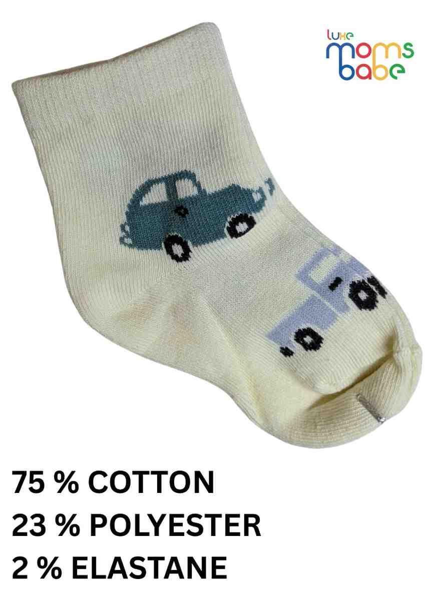 Baby Socks  - Pack of 2  for Baby boys ( 12-24 Months )-Blue&Cream,cotton baby socks, kids socks pack of 2, soft toddler socks, infant socks boys
