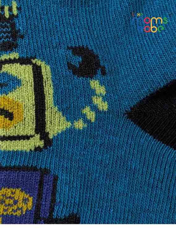 Baby Socks  - Pack of 2  for Baby boys ( 12-24 Months )-Blue&Cream,cotton baby socks, kids socks pack of 2, soft toddler socks, infant socks boys