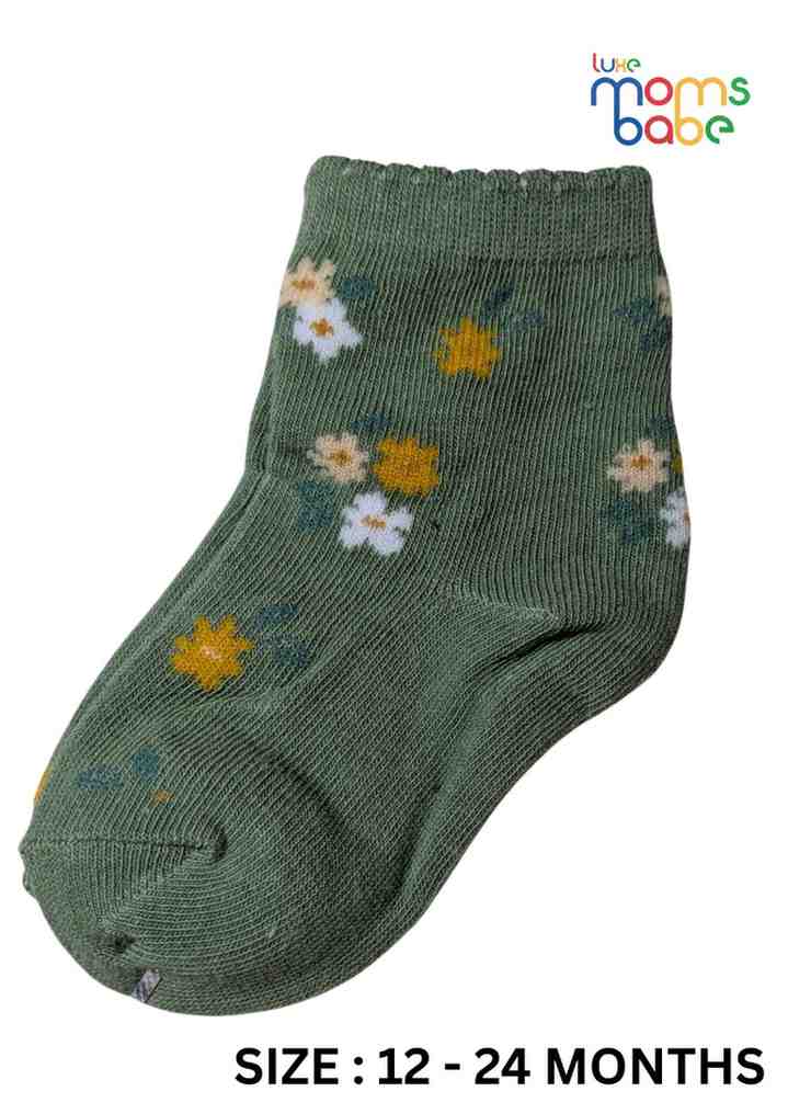 Baby Socks  - Pack of 2  for Baby boys ( 12-24 Months )-Pink&Green,cotton baby socks, kids socks pack of 2, soft toddler socks, stretchable infant socks