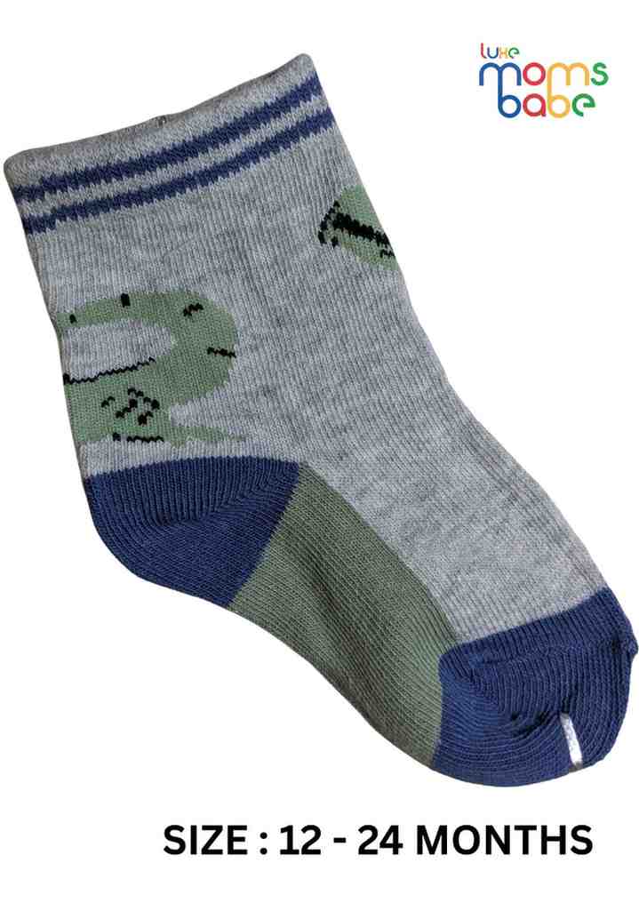 Baby Socks  - Pack of 2  for Baby boys ( 12-24 Months )- blue, grey, and yellow ,cotton baby socks, kids socks pack of 2, soft toddler socks