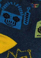 Baby Socks  - Pack of 2  for Baby boys ( 12-24 Months )- blue, grey, and yellow ,cotton baby socks, kids socks pack of 2, soft toddler socks