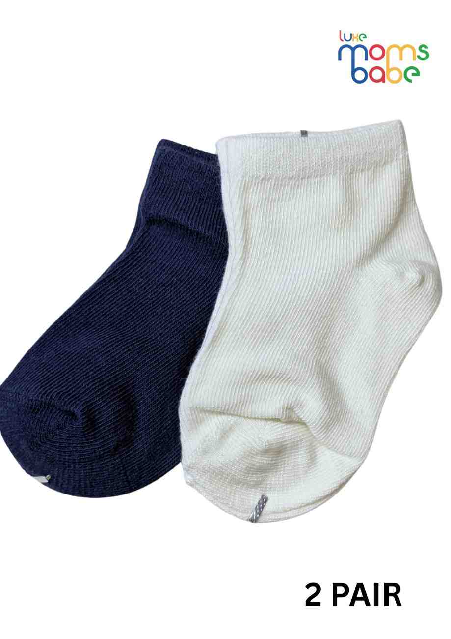 Baby Socks  - Pack of 2  for Baby boys ( 12-24 Months )Navy Blu&White,cotton baby socks, kids socks pack of 2, soft toddler socks, stretchable infant socks