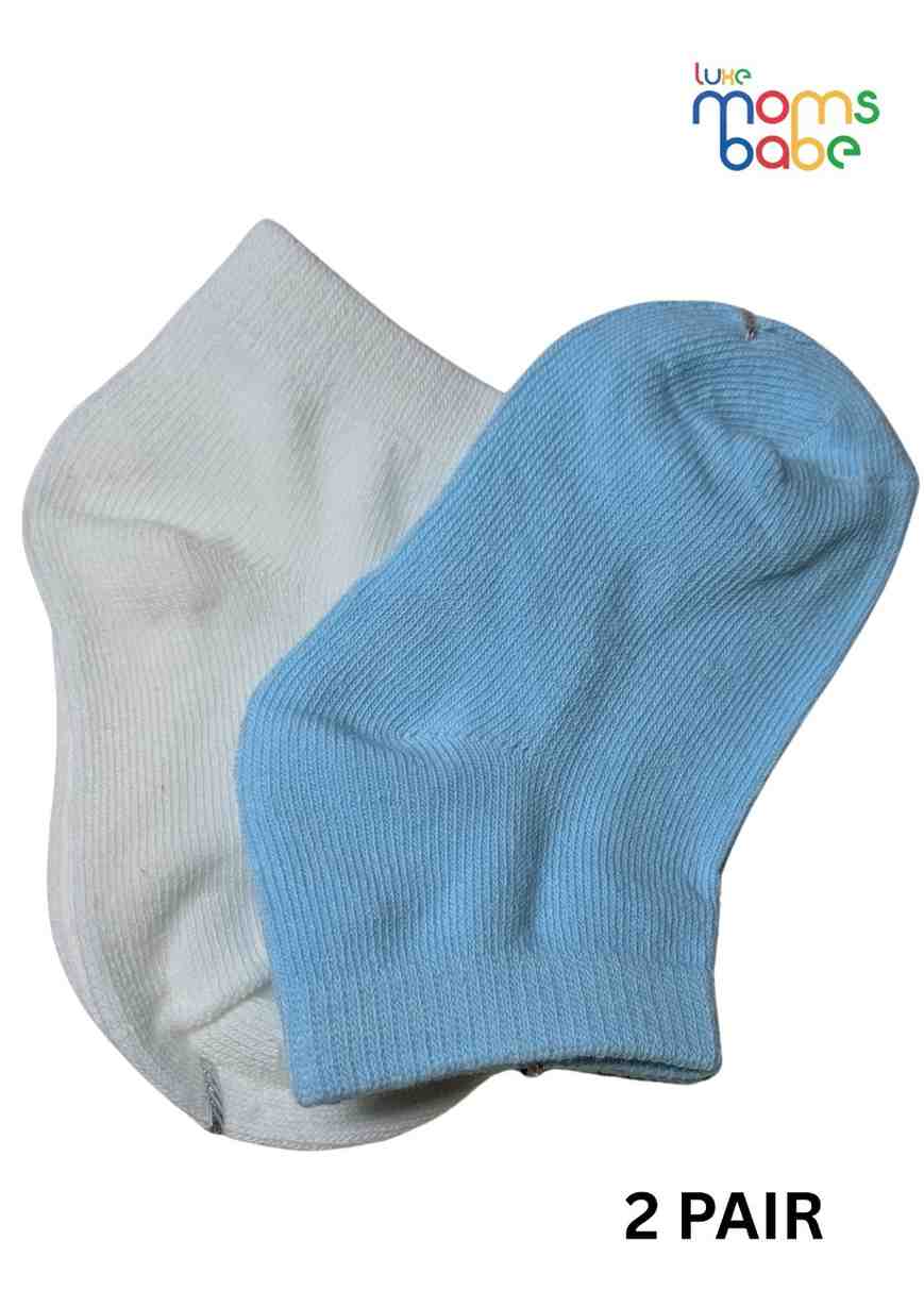 Baby Socks  - Pack of 2  for Baby boys ( 12-24 Months )-Light blue&White,cotton baby socks, kids socks pack of 2, soft toddler socks, stretchable infant socks