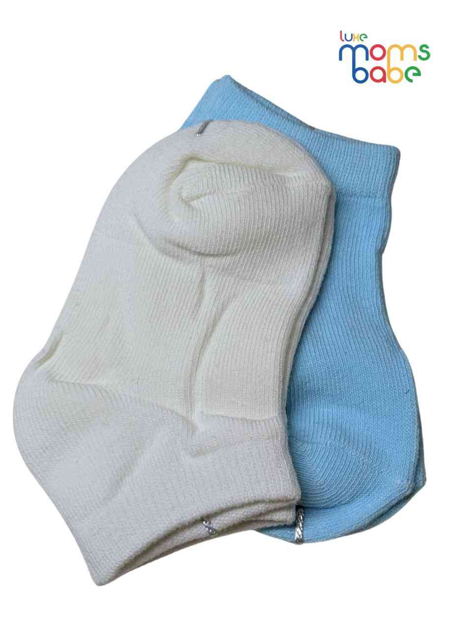 Baby Socks  - Pack of 2  for Baby boys ( 12-24 Months )-Light blue&White,cotton baby socks, kids socks pack of 2, soft toddler socks, stretchable infant socks