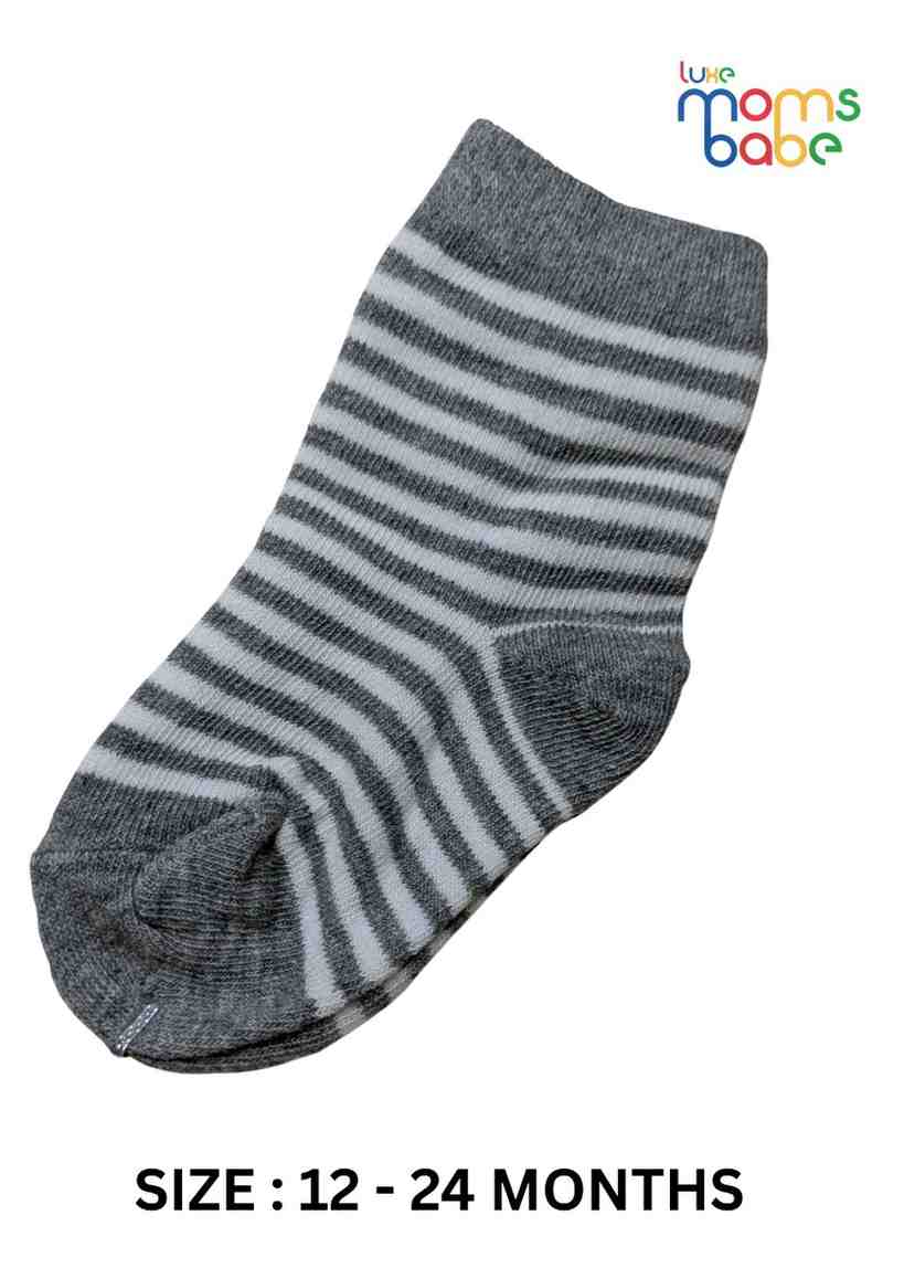 Baby Socks  - Pack of 2  for Baby boys ( 12-24 Months )- brown, grey, white, black, and yellow,kids socks pack of 2, soft toddler socks