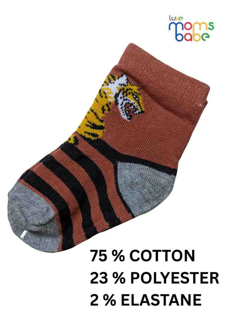 Baby Socks  - Pack of 2  for Baby boys ( 12-24 Months )- brown, grey, white, black, and yellow,kids socks pack of 2, soft toddler socks