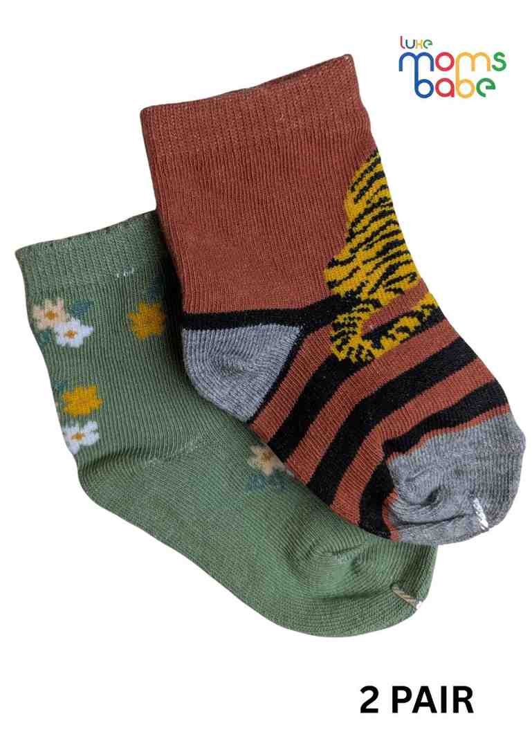 Baby Socks  - Pack of 2  for Baby boys ( 12-24 Months )-Multi colour,infant ankle socks, soft baby socks, stretchable baby socks, breathable baby socks