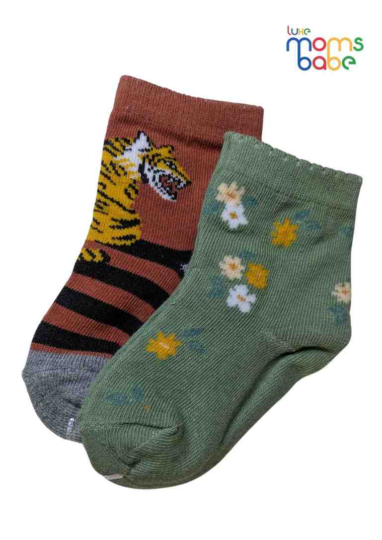 Baby Socks  - Pack of 2  for Baby boys ( 12-24 Months )-Multi colour,infant ankle socks, soft baby socks, stretchable baby socks, breathable baby socks