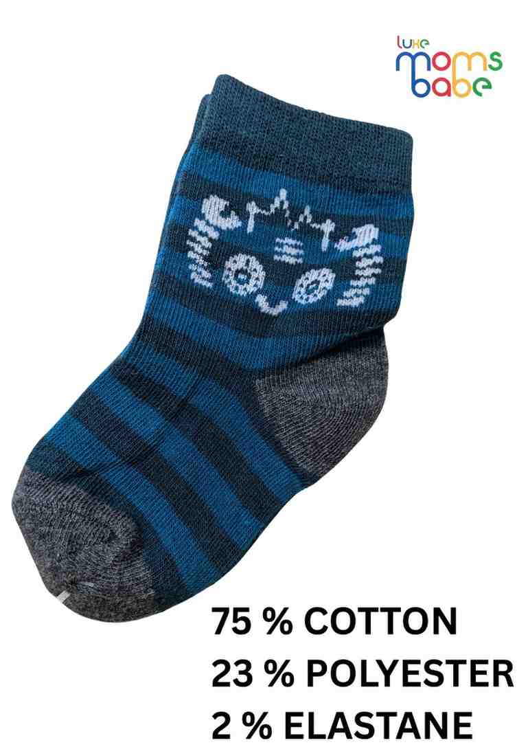 Baby Socks  - Pack of 2  for Baby boys ( 12-24 Months )- grey and blue,stretch baby socks, breathable baby socks, boys ankle socks, toddler footwear