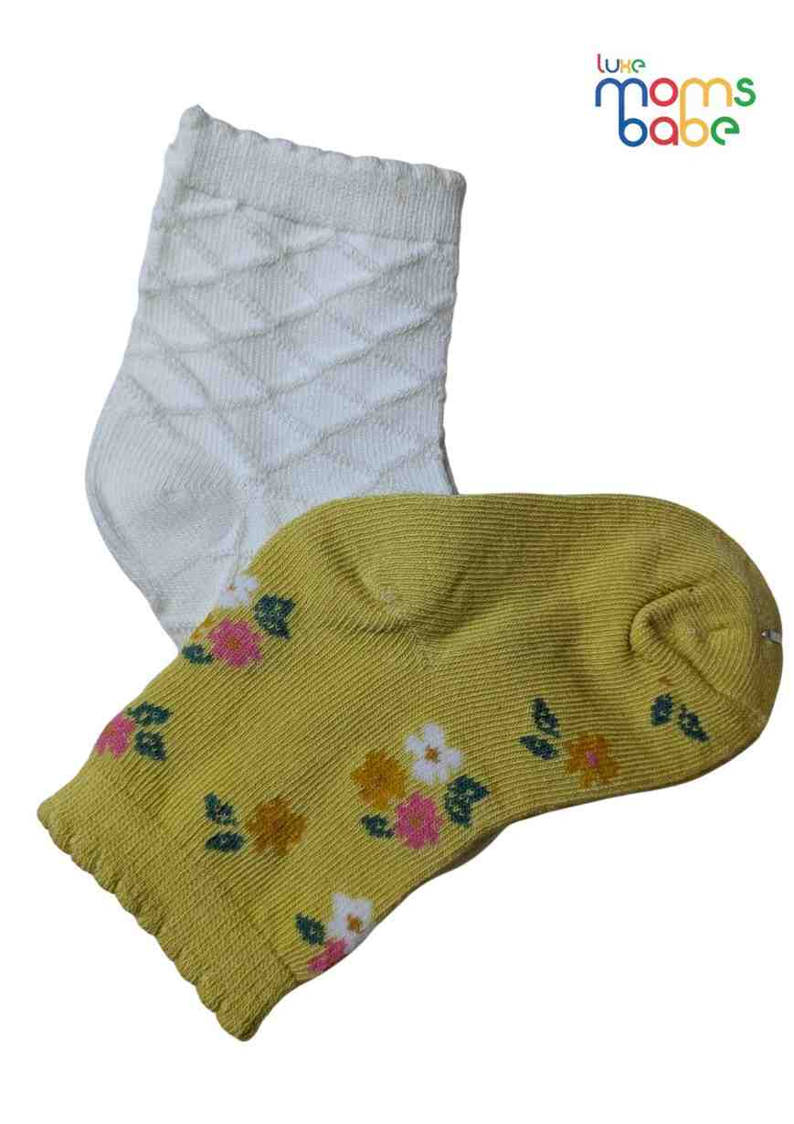 Baby Socks  - Pack of 2  for Baby boys ( 12-24 Months )-Green&White,breathable baby socks, boys ankle socks, toddler footwear, daily wear socks