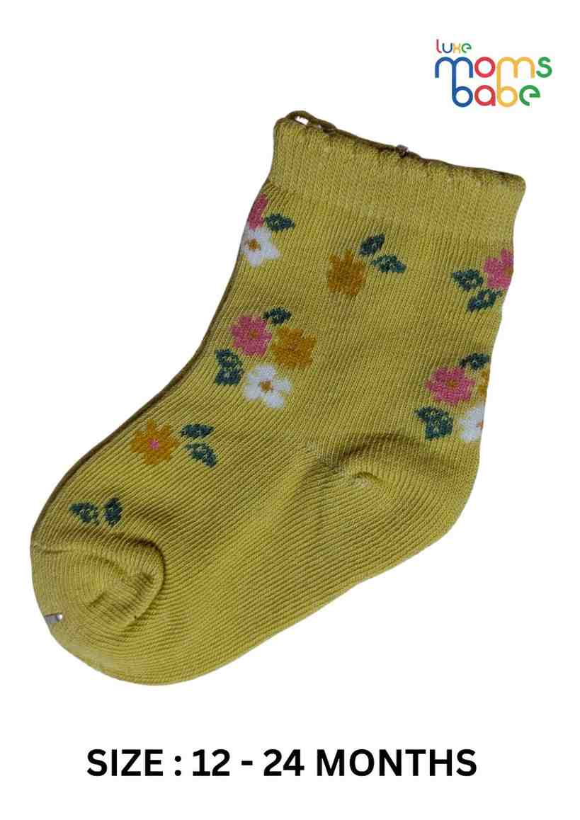 Baby Socks  - Pack of 2  for Baby boys ( 12-24 Months )-Green&White,breathable baby socks, boys ankle socks, toddler footwear, daily wear socks