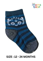 Baby Socks  - Pack of 2  for Baby boys ( 12-24 Months )-Blue&Grey,breathable baby socks, boys ankle socks, toddler footwear, daily wear socks