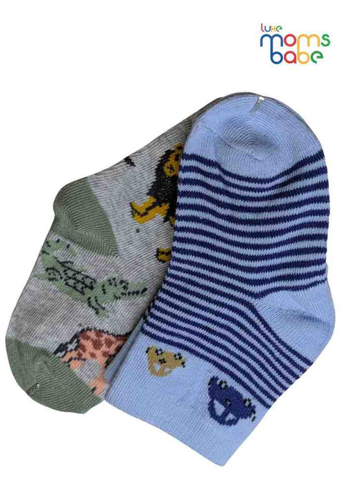 Baby Socks  - Pack of 2  for Baby boys ( 12-24 Months )- white, grey, pink, yellow, brown, and green,toddler footwear, daily wear sock