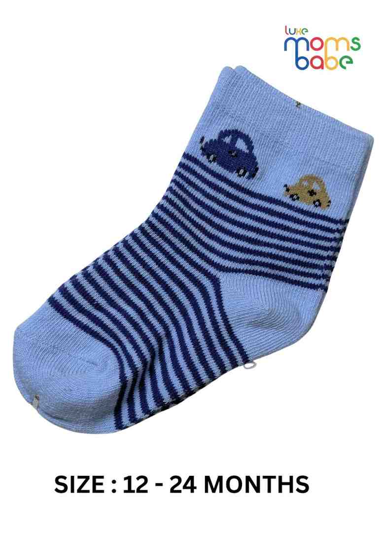 Baby Socks  - Pack of 2  for Baby boys ( 12-24 Months )- white, grey, pink, yellow, brown, and green,toddler footwear, daily wear sock