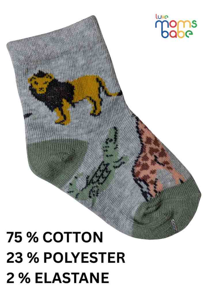 Baby Socks  - Pack of 2  for Baby boys ( 12-24 Months )- white, grey, pink, yellow, brown, and green,toddler footwear, daily wear sock