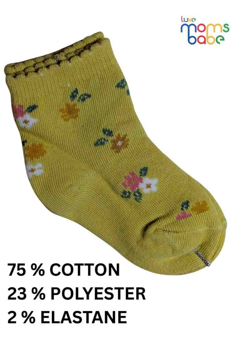 Baby Socks  - Pack of 2  for Baby boys ( 12-24 Months )-green, pink, and yellow ,breathable baby socks, boys ankle socks, toddler footwear, daily wear socks