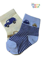 Baby Socks  - Pack of 2  for Baby boys ( 12-24 Months )-cream and light blue,breathable baby socks, boys ankle socks, toddler footwear, daily wear socks